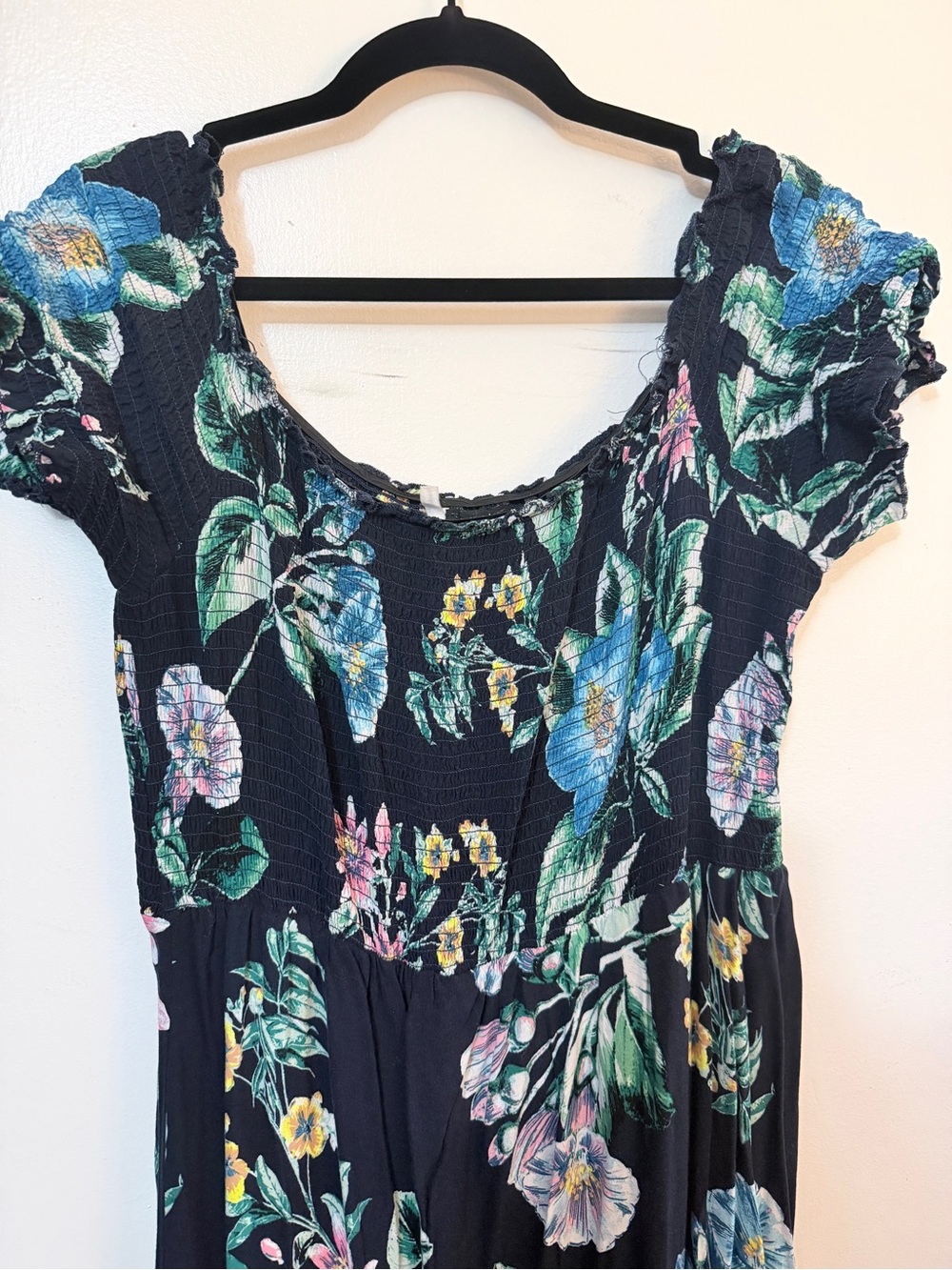 Floral Navy Maxi Dress with Green & Blue Print - Picture 4 of 4